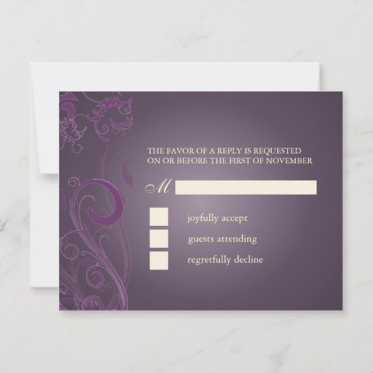 Pix Dezines LARGE UAWG/ PLUM WIRBEL für 12x18 lädt RSVP Karte (Rückseite)
