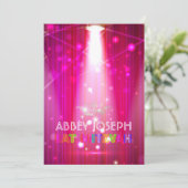 Pix Dezines Laser / Neon Lights Bat Mitzvah Einladung (Stehend Vorderseite)