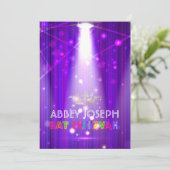 Pix Dezines Laser / Neon Lights Bat Mitzvah Einladung (Stehend Vorderseite)