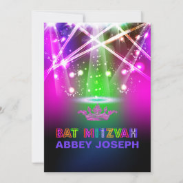 Pix Dezines Laser / Neon Lights Bat Mitzvah Einladung