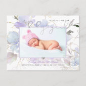 Pix Dezines Lila Aquarellfarben Blume Girl Birth Postkarte (Vorderseite)