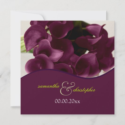 Pix Dezines lila Calla lilies/Deck Einladung (Vorderseite)