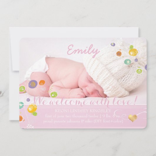 Pix Dezines Löwenleuchter, Geburtsankündigung von  Ankündigung (Vorderseite)