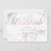 Pix Dezines Marmor Imitat Rose Gold Abschluss Invi Einladung (Rückseite)