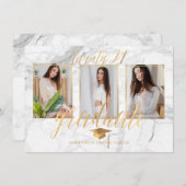 Pix Dezines Marmor Imitate Gold Abschluss Invita Einladung (Vorne/Hinten)