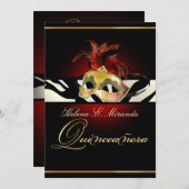 Pix Dezines Masquerade/Quincenera/Zebra/DIY Farbe! Einladung (Vorne/Hinten)