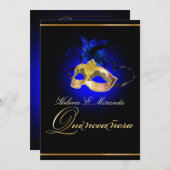 Pix Dezines Masquerade/Royal Blue/DIY Farbe!! Einladung (Vorne/Hinten)