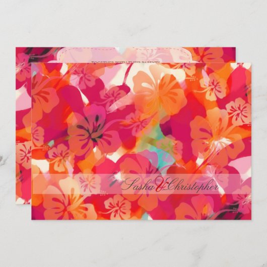 Pix Dezines Maui Hibiskus Einladung (Vorne/Hinten)