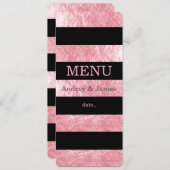 Pix Dezines Menü schwarze Streifen/rosa Erdbeere Menükarte (Vorne/Hinten)