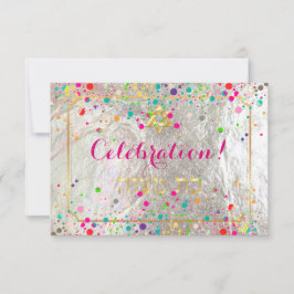 Pix Dezines Mitzvah Celebration Dazzled/Rainbow Einladung