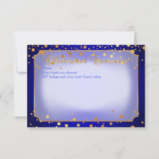 Pix Dezines Mitzvah Feier, Imitats Gold Confetti Einladung (Rückseite)