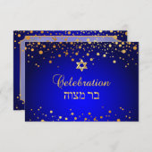 Pix Dezines Mitzvah Feier, Imitats Gold Confetti Einladung (Vorne/Hinten)