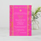 Pix Dezines Mod stars/Bat Mitzvah/hot pink Einladung (Stehend Vorderseite)