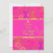 Pix Dezines Mod stars/Bat Mitzvah/hot pink Einladung (Rückseite)
