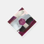 Pix Dezines Moderne Kunst, Blush Burgund Hochzeit Serviette (Ecke)