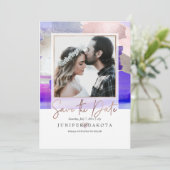 Pix Dezines Moderne Kunst, Lila Blütengrau Einladung (Stehend Vorderseite)