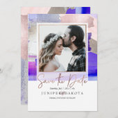 Pix Dezines Moderne Kunst, Lila Blütengrau Einladung (Vorne/Hinten)