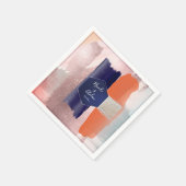 Pix Dezines Moderne Kunst, Marine und Rose Gold Serviette (Ecke)