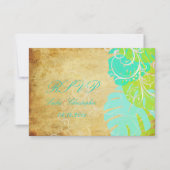 Pix Dezines monstera Blätter+Perlhühner Wirbel RSVP Karte (Vorderseite)