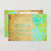 Pix Dezines monstera Blätter+Perlhühner Wirbel RSVP Karte (Vorne/Hinten)