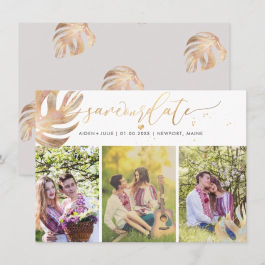 Pix Dezines Monstera Imitats Metallic|Save the Dat Save The Date (Vorne/Hinten)