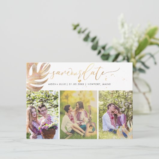 Pix Dezines Monstera Imitats Metallic|Save the Dat Save The Date (Stehend Vorderseite)