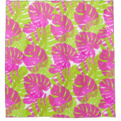 Pix Dezines Monstera/Limon/Neon Pink/DIY Hintergru Duschvorhang (Vorderseite)