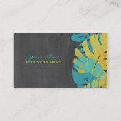 Pix Dezines Monstera, Retro-tropisches Blattwerk Visitenkarte (Rückseite)