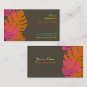 Pix Dezines Monstera, Retro-tropisches Blattwerk Visitenkarte (Vorne/Hinten)