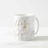 Pix Dezines Mutter von Bride/Imitats Gold-Script-M Kaffeetasse (VorderseiteRechts)