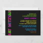 Pix Dezines Neon Lights Bat Mitzvah Einladung (Rückseite)