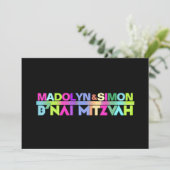Pix Dezines Neon Lights B'nai Mitzvah ✡ Einladung (Stehend Vorderseite)