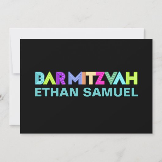 Pix Dezines Neon Sign Bar Mitzvah Einladung (Vorderseite)