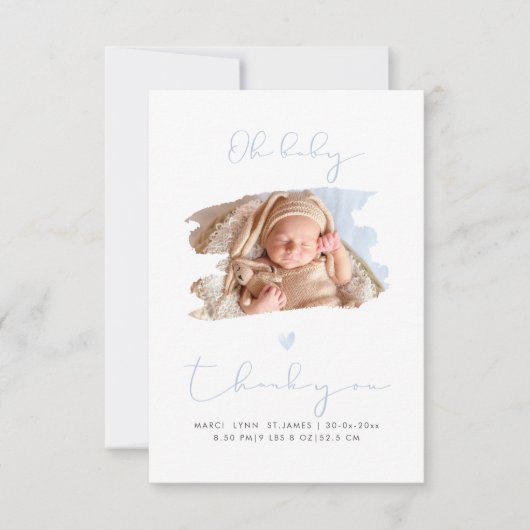 Pix Dezines Oh Baby Dusche Danke + Ankündigung (Vorderseite)