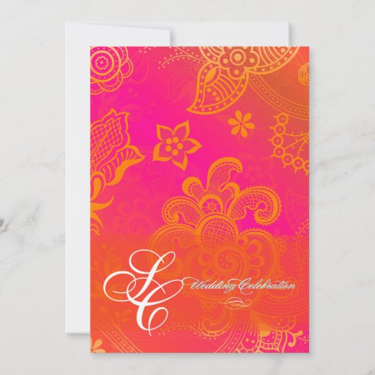 Pix Dezines orange Blumenspitze Einladung (Vorderseite)