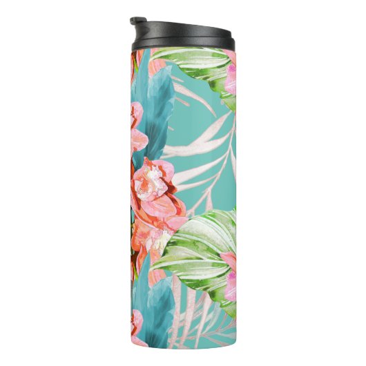 Pix Dezines Orchid Isle, Orange Cymbidium, Aquamar Thermosbecher (Nach rechts gedreht)