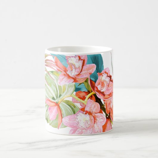Pix Dezines Orchid Isle, Peach Cymbidium Orchid Kaffeetasse (Mittel)