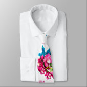 Pix Dezines Orchid Isle, Rosa Orchideen Blaue Palm Krawatte (Gebunden)