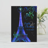 Pix Dezines Paris La Nuit, eiffelturm Einladung (Stehend Vorderseite)