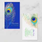 Pix Dezines Peacock Aqua Blau/DIY Kobalt Hintergru Visitenkarte (Vorne/Hinten)
