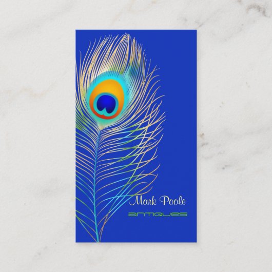 Pix Dezines Peacock Aqua Blau/DIY Kobalt Hintergru Visitenkarte (Vorderseite)