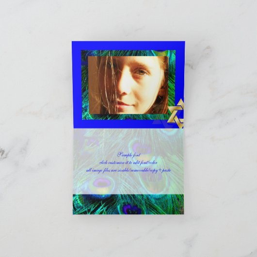 Pix Dezines Pfau feather /mitzvah Vielen Dank Dankeskarte (Innenseite)