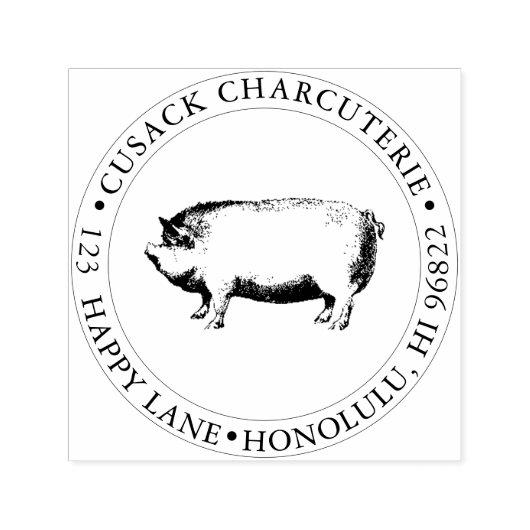 Pix Dezines Pig, Butcher Shop, Charcuterie Permastempel (Design)