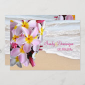 Pix Dezines pink plumeria lei/strand Einladung (Vorne/Hinten)