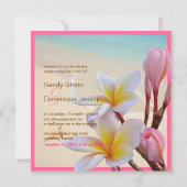 Pix Dezines Pink Plumeria + Strand + Seesterne Einladung (Rückseite)