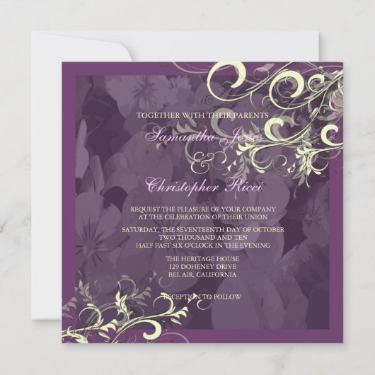 Pix Dezines plum + Creme Wirbel Einladung (Rückseite)