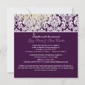 Pix Dezines Plum Moiré Damask/Crystal Chandelier Einladung (Vorderseite)