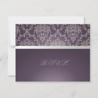 Pix Dezines plum+silber uAwg, Dolcè-Damast RSVP Karte