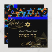 Pix Dezines Psychedelic Stars, Bar Mitzvah Einladung (Vorne/Hinten)