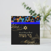 Pix Dezines Psychedelic Stars, Bar Mitzvah Einladung (Stehend Vorderseite)